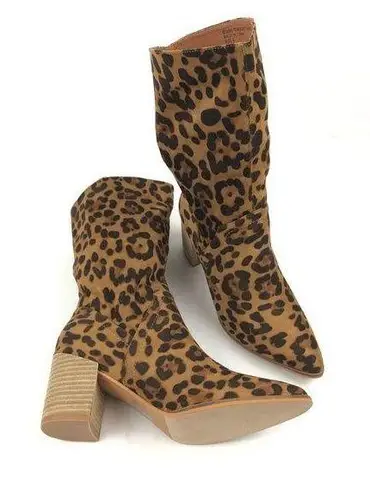 Beast Fashion Beast Leopard Print Suede High Top Western Boot