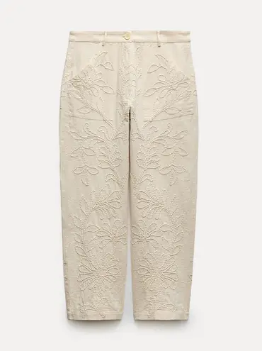 ZARA NWT  EMBROIDERED PANTS ZW COLLECTION. Size Medium