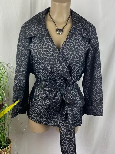 Alex Marie Gray & Black Animal Print Half Sleeve Wrap Top PL
