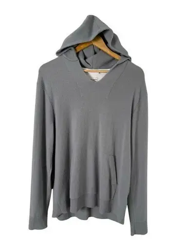 Club Monaco Cashmere Hoodie Sweater in Light Gray w/ Kangaroo Pocket, Size Large