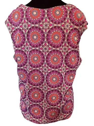 George Plus Size Vintage Hippie Eclectic Psychedelic Mosaic Mandala Mesh Top