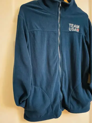 Team USA Unisex Adult’s Large Navy Blue Fleece Full Zip Olympic Jacket Gorpcore