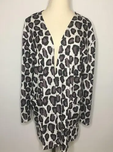 GRACE & EMMA Purple Cheetah Open Drape Cardigan Small Medium