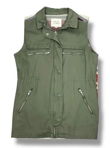 Thread & Supply Aztec Southwestern Print Knit Back Utility Vest Green Small