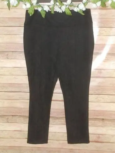 Andrew Marc Black Pull On Pants Size XL Leggings Stretch Waist Faux Suede