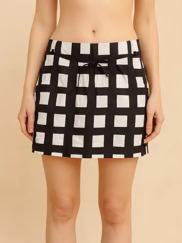 Black and White Checkered Women's Skirt Size L
