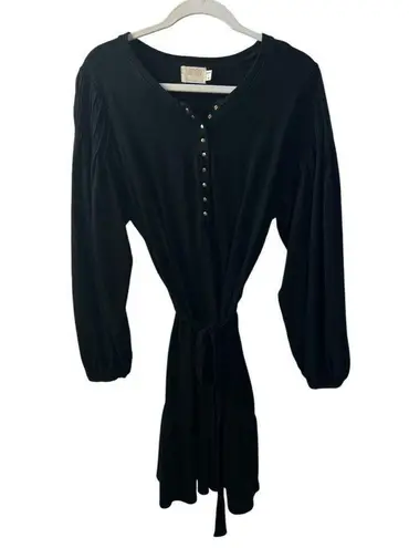 Nation Ltd Talli Dress in Jet Black Long Sleeve Button Front Large Gently Used