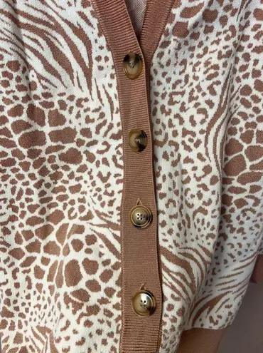 Ann Taylor  Mixed Animal Print Boyfriend Button Up Cardigan Size L