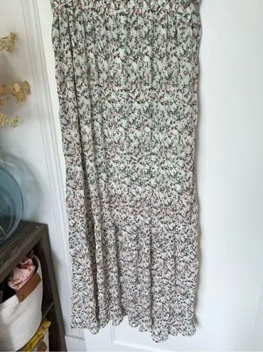 Bobeau Light Aqua Pink Cold Shoulder Flounce Sleeve Maxi Dress Size XSmall NWT