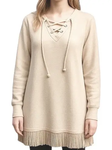 New York Laundry Warm Cozy Boho Lace Up Top With Fringe Size 1 Festival Cosplay