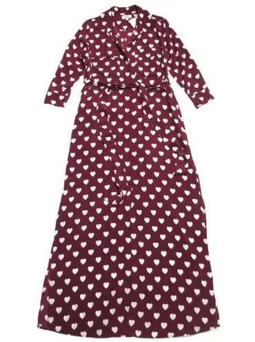 L'Agence NWT Cameron in Redwood Heart Print Silk Belted Maxi Shirt Dress XS