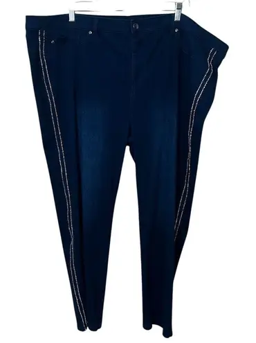 Allure Pull On Rhinestone Women's 3XL Blue Skinny Jeans High Rise Size undefined