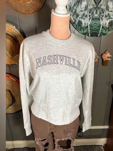 Nashville Crewneck Grey Pullover Sweatshirt Small Gray