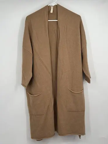 Nap Womens M Long Wool Duster Cardigan Loungewear Boho Festival Lagenlook Resort Brown Size M