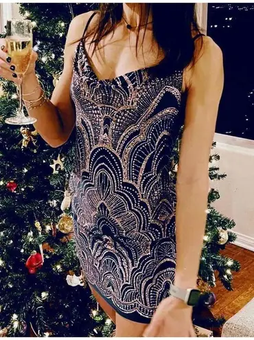 Jump NWT Apparel Sparkle Dress Medium Black Rose Gold Glitter m