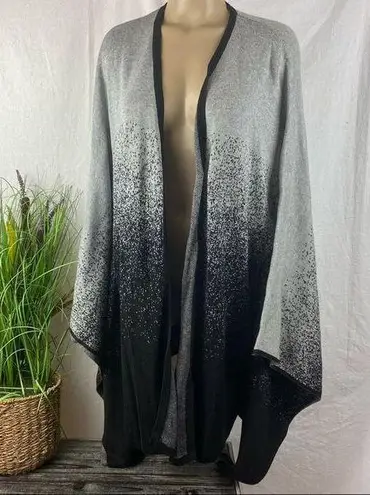 Belldini Gray & Black Print Knit Woven Drape Duster Cardigan Open Sweater M Size M