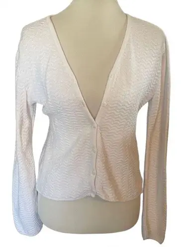 A Byer A. Byer White Knitted Long Sleeve Button Up Cropped Cardigan Size L - Image 1
