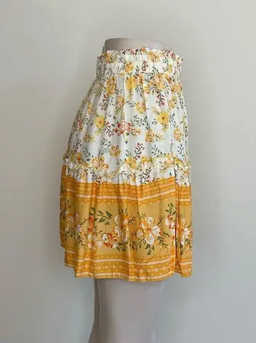 The Comfy And Ready Fiona Floral Mini Skirt in Yellow