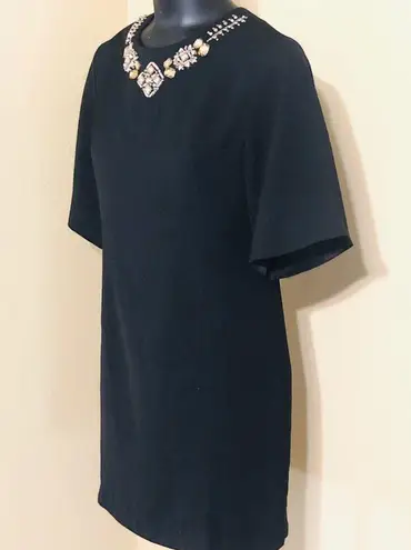 Blaque Label Shift Dress Jeweled Neckline in Black