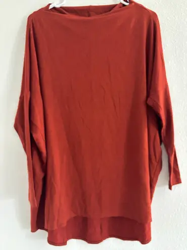 Bryn Walker Shirt Womens XXS Rust Mock Neck Oversized Batwing Lagenlook Minimal