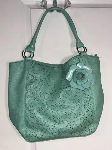 American Eagle Vintage  by Payless Collab Seafoam Green Purse w/ Rose Accent