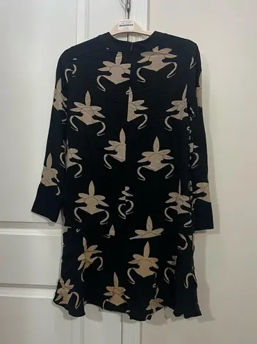 Tibi Black Yoked Drop Waist Ghost Orchid Dress Size 6 US $745