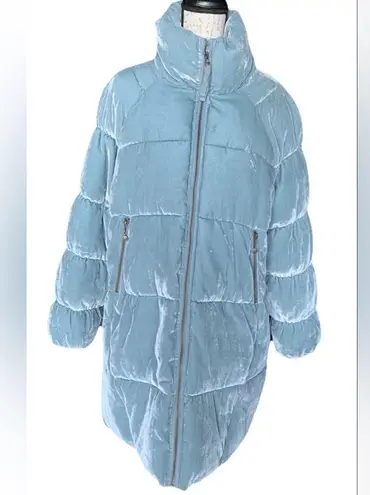 Odd Molly Anthropologie Women’s Embrace Velvet Long Gray-Blue Coat Size 3 Large