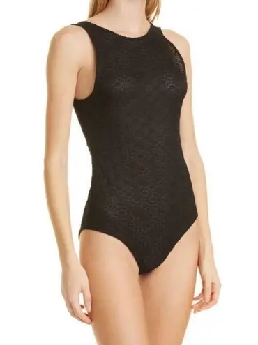 Ganni NEW Lace Black Sleeveless Twist Back Bodysuit XS