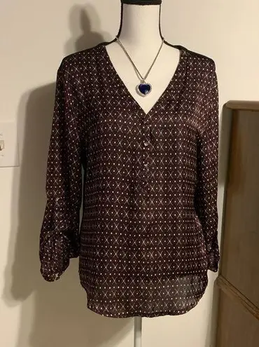 Verve Ami Verve Maroon Black Geometric Blouse