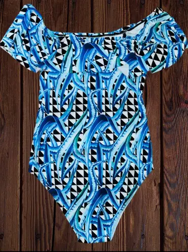 Unbranded Women’s Medium Blue White Geometric Print Off