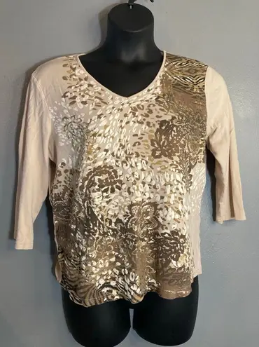 Karen Scott cream and gold top