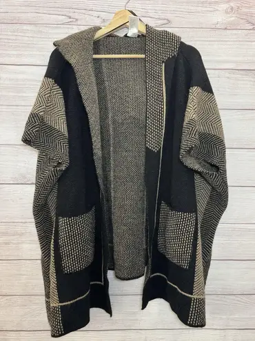 Cocogio Sweater Cardigan Open Hoodie Women Black Wool Blend Made In Italy Wool Size 0