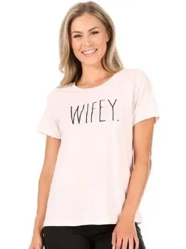 Rae Dunn Light Pink Wifey Short Sleeve Graphic Shirt