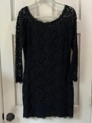 Jump Apparel Black Mesh Floral Long Sleeve Sheath Cocktail Dress - Size Large