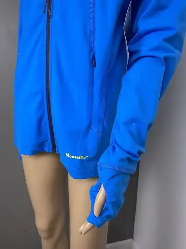 New Moosejaw Women's Large Yoga Jacket Lightweight Bright Blue Logo Zip Coat