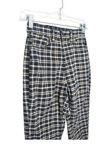 American Eagle Outfitters Womens Black Tan High Waist Plaid Mom Jeans US 2 Short