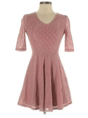 Love, Fire  Fit and Flare Dress Woman’s size large Lace up back Dusty Rose