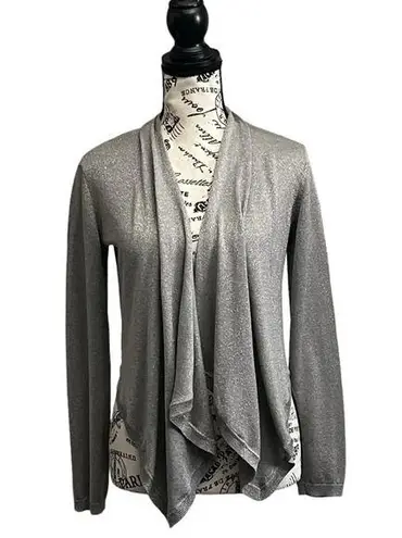 INC International Concepts Women Gray Open Silk Cardigan Sweater Size S modest