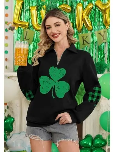 Womens Spadehill St. Patrick's Day Quarter Zip Long Sleeve Sweatshirt