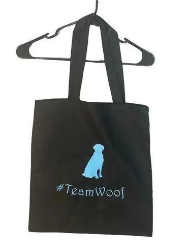 Black and Baby Blue Graphic Team Woof Dog Lovers Tote Bag Women
