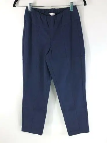 Isaac Mizrahi Live! Petite 24/7 Stretch Wide Waistband Ankle Pants Navy Blue 0P