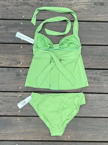 Robin Piccone NWT Slime Green Halter Tankini Bikini Set