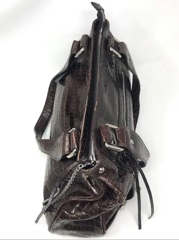 DESMO brown croc embossed biker bag, Italy