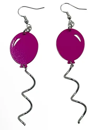 Plum Balloon Statement Earrings Silver