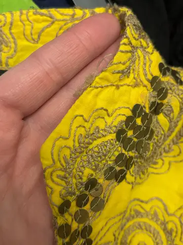 Unbranded Women's XL Yellow Paisley Casual Relaxed Fit Ethnic Kurti Top Blouse