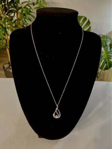 Silver 925 Diamond Accent Pendant Necklace 18” OTC Italy 925 Rope Chain