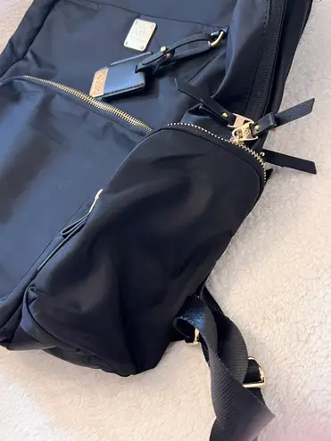 Black Nylon Backpack with Gold Hardware