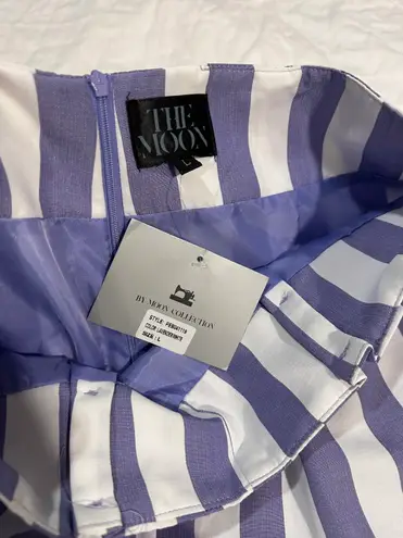 Purple High Waist Striped Pleated Shorts Size L