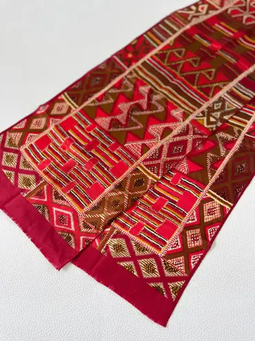 Oscar de la Renta Vintage Red Silk Scarf E135