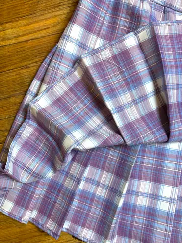 Rewind Women’s Juniors Medium (7-9) Purple Plaid Pleated Skirt Preppy Side Zip